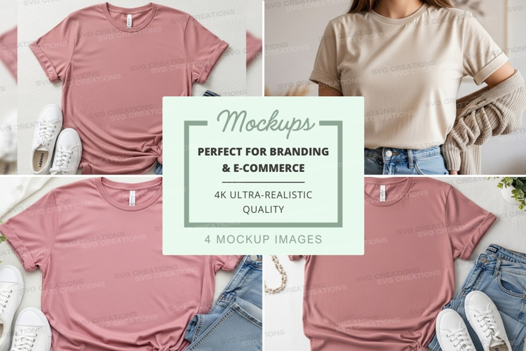 T-shirt mockup with various styles and colors