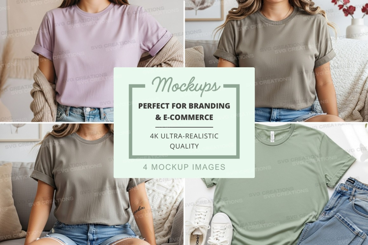 T-shirt mockup featuring multiple models
