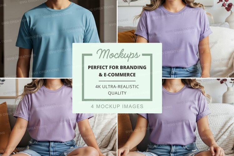 T-shirt mockup featuring multiple models example image 1