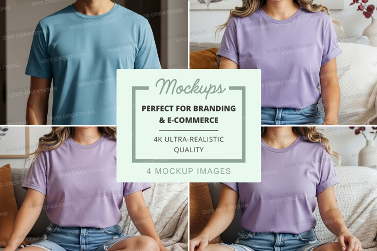 T-shirt mockup featuring multiple models