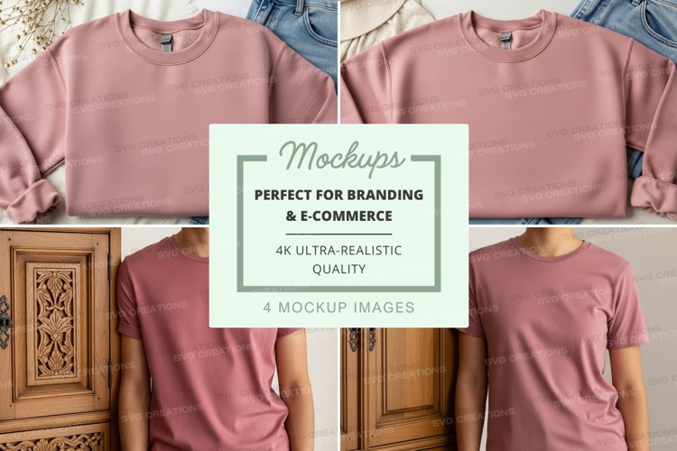Pink t-shirt mockup in various views