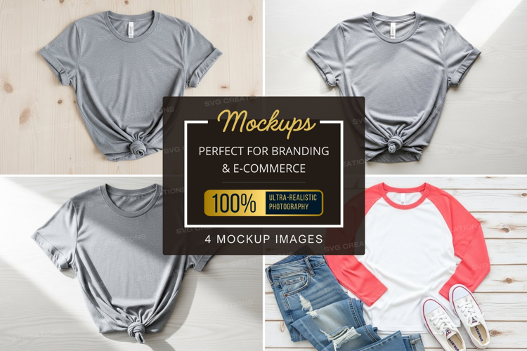 Mockup: fashion flat lay with t-shirts and accessories
