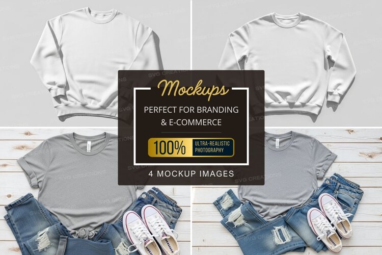 Mockup: casual outfit with sweatshirts and t-shirts example image 1
