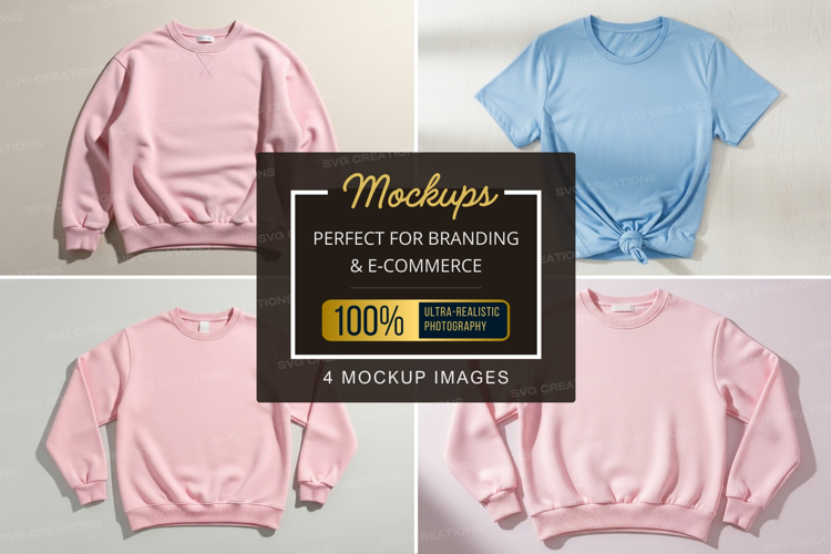 Mockup: pastel colored sweatshirts and t-shirts