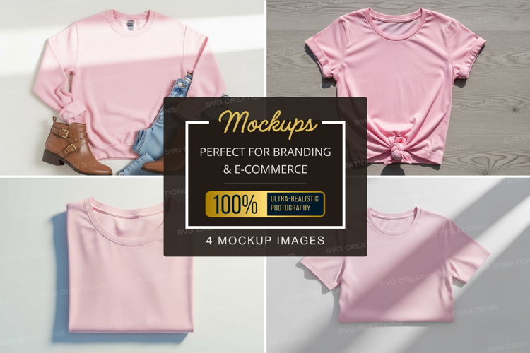 Mockup: pink t-shirt outfit ideas