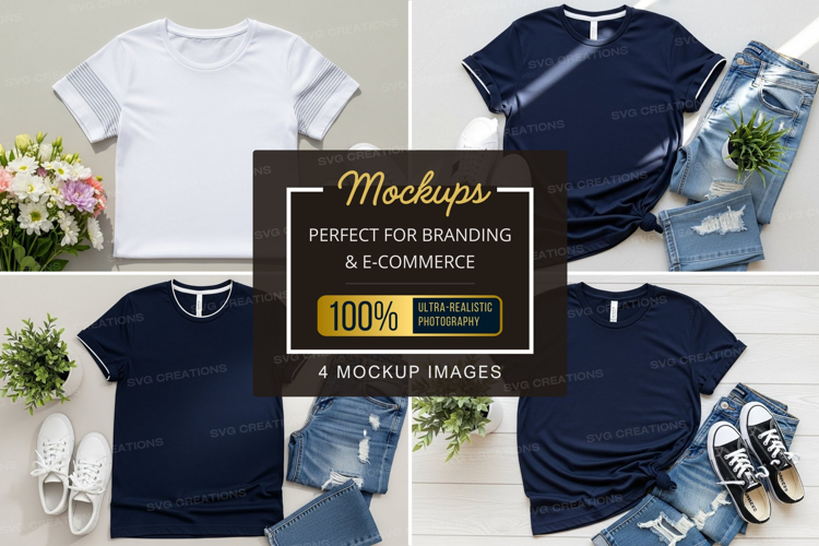 Mockup: casual outfit ideas with t-shirts and denim