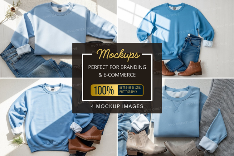 Mockup: casual outfit with blue sweater and jeans