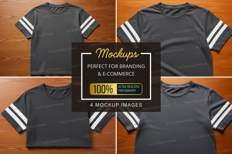 Mockup of a black sports jersey with white stripes