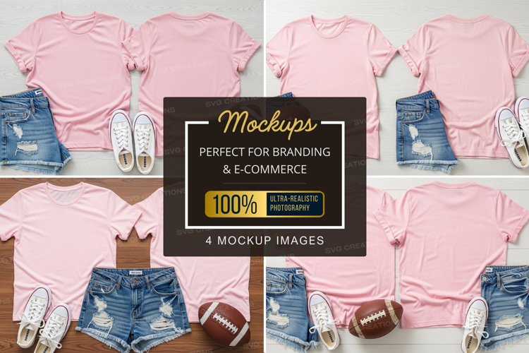 Pink t-shirt outfits mockup