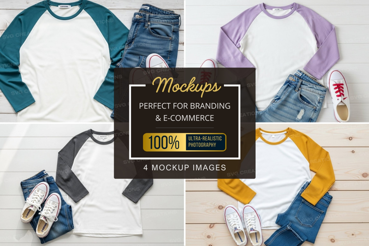 Mockup of casual outfits with baseball tees