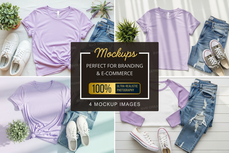 Mockup: casual summer outfits with lavender tops