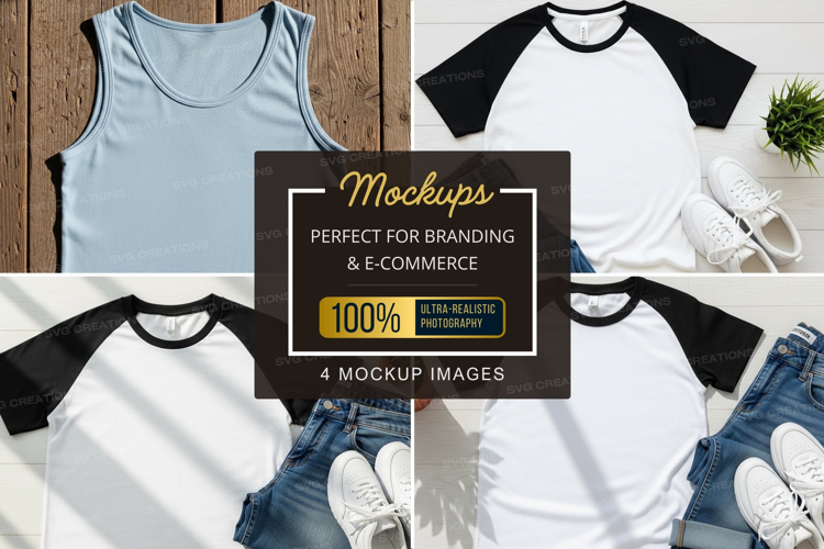 Mockup: casual summer outfit with tank top and baseball tee