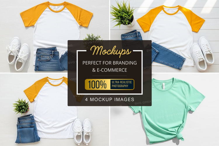 Mockup: casual summer outfits with t-shirts and denim