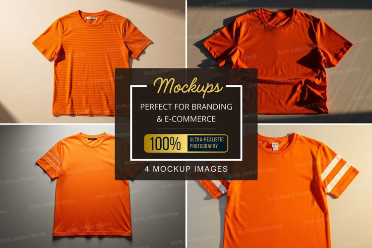 Mockup: collection of orange t-shirts