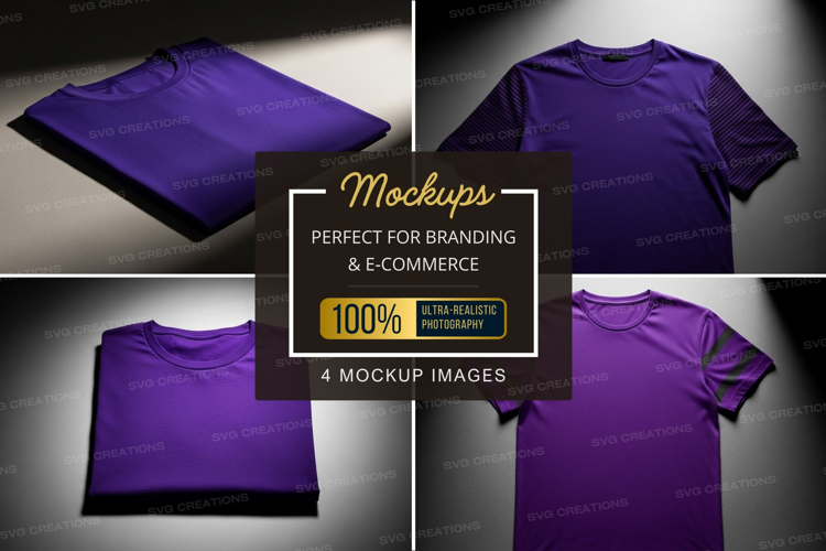 Mockup of purple t-shirts