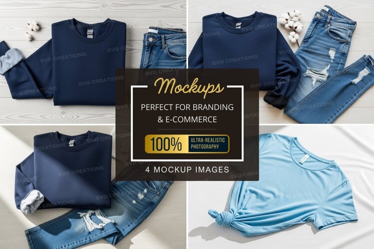 Mockup: casual outfit with t-shirts and jeans example image 1