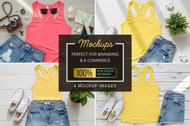 Mockup: summer fashion flat lay