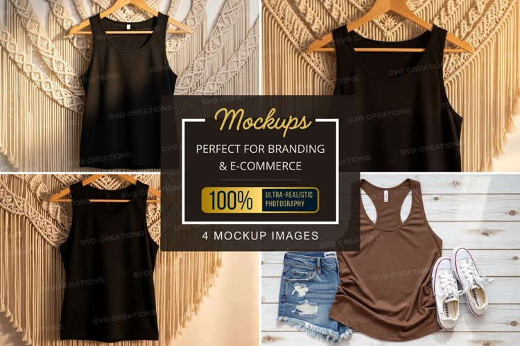 Casual tank tops collection mockup