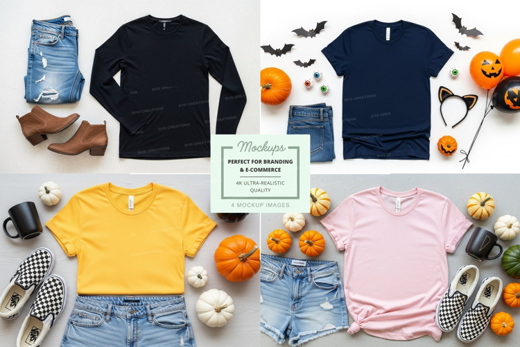 Halloween themed t-shirt mockup with accessories