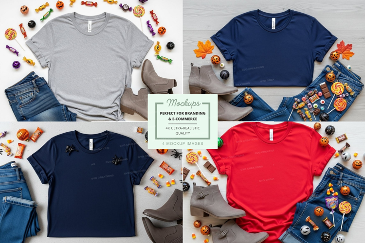 T-shirt mockup with autumn themed accessories