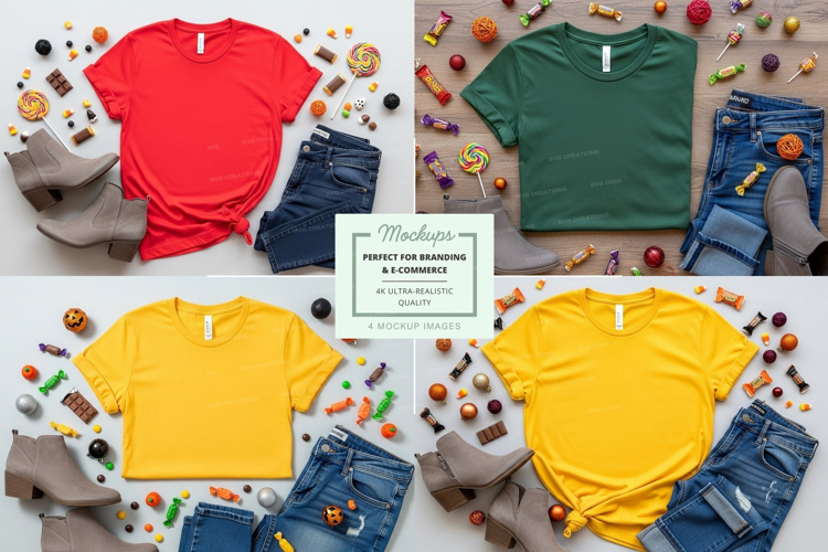T-shirt mockup collection with halloween theme