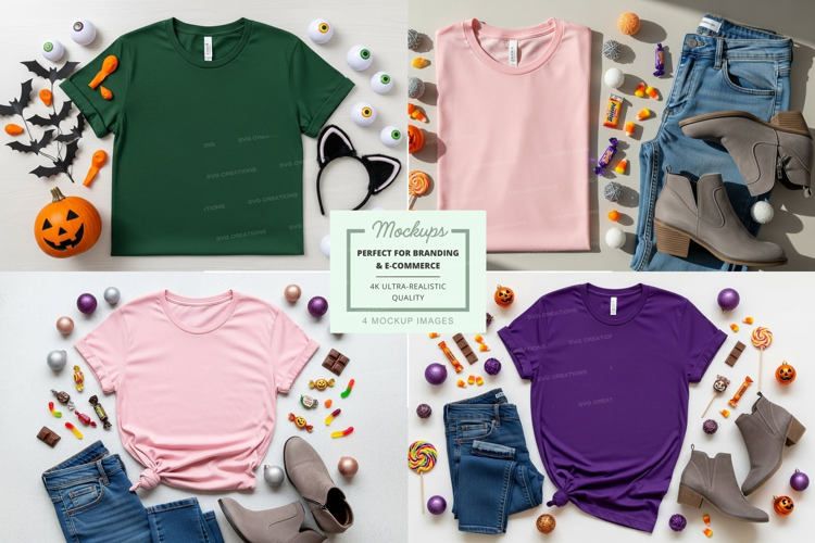 T-shirt mockup with halloween themes