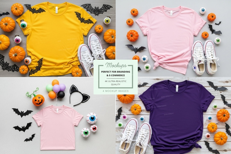 Halloween-themed t-shirt mockup collection