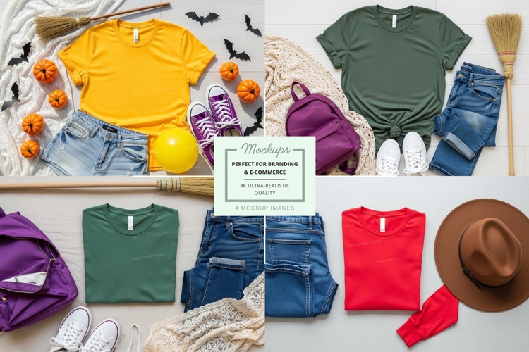 Halloween-themed t-shirt mockup collection