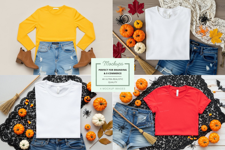 T-shirt mockup with autumn theme