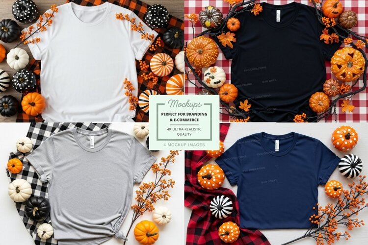 T-shirt mockup with autumn decorations example image 1