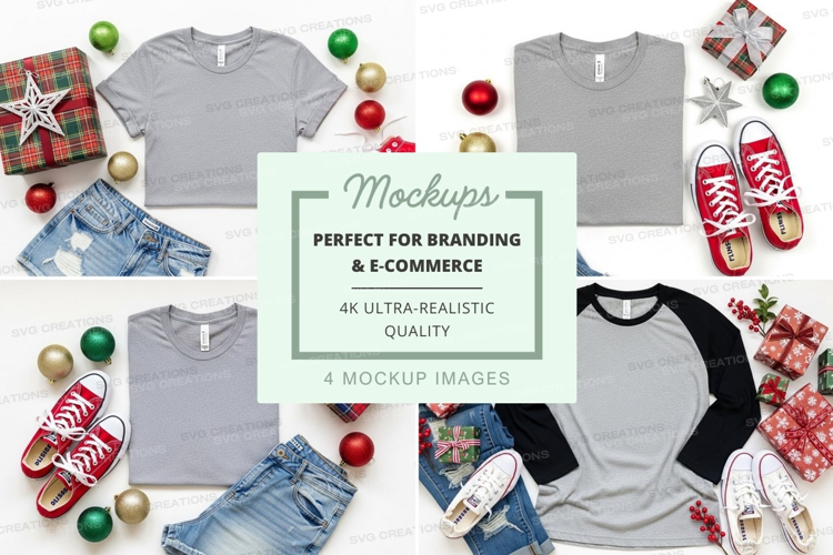 Holiday-themed apparel and accessory mockup