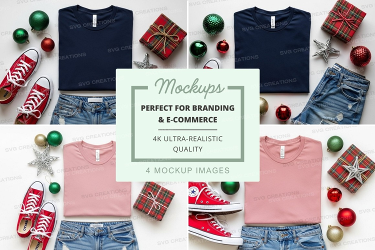 T-shirt mockup with christmas decorations