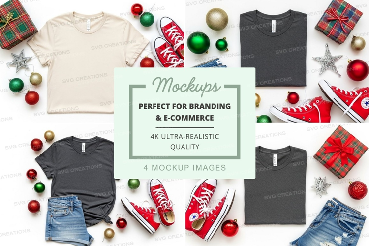 Christmas-themed apparel and accessories mockup