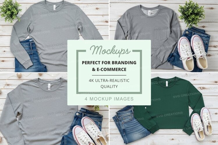 Four long sleeve t-shirt mockups example image 1
