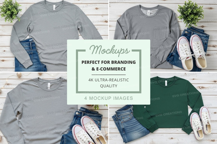 Four long sleeve t-shirt mockups