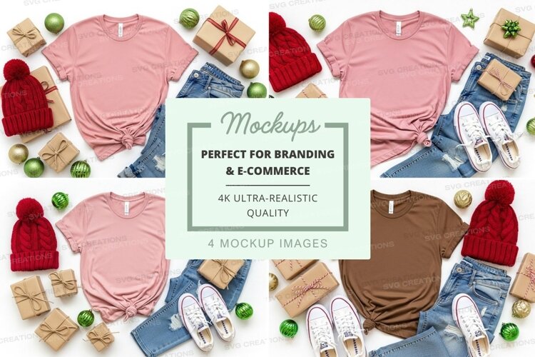 Holiday themed t-shirt mockup with accessories example image 1