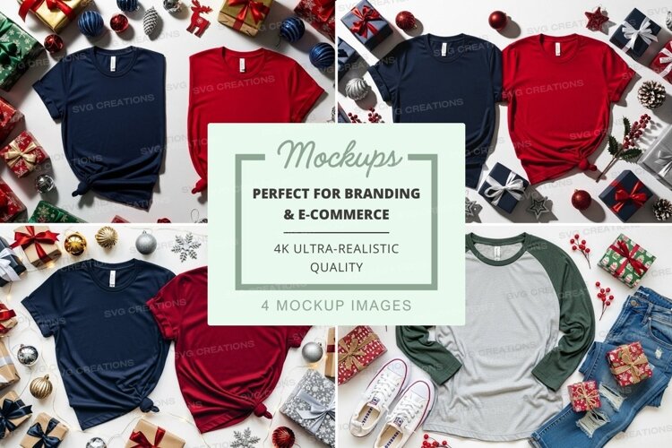 T-shirt mockup with christmas themed items example image 1