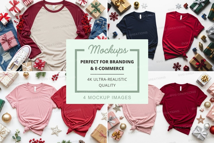 Holiday themed t-shirt mockup collection
