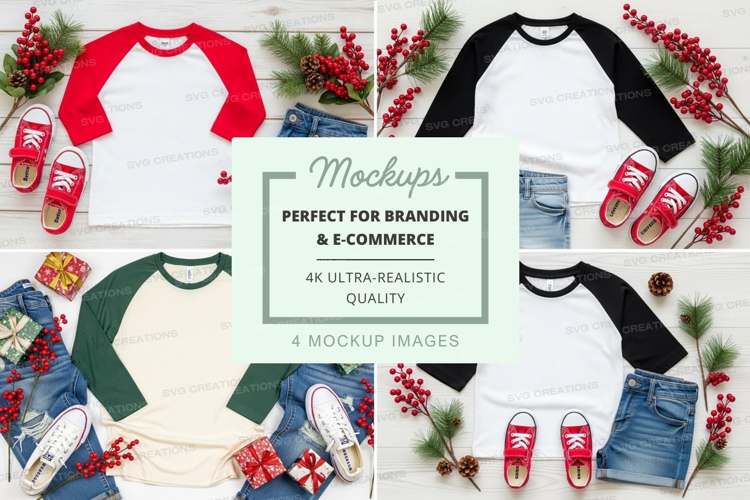 Baseball tee mockup with denim shorts and sneakers