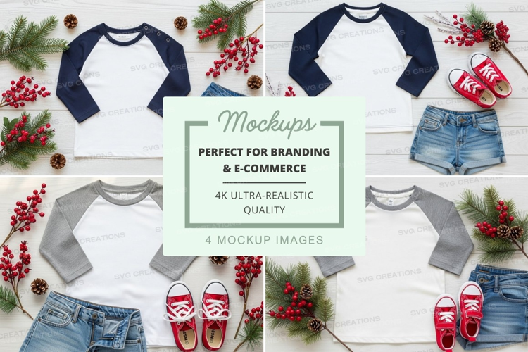 Baseball tee mockup with denim shorts and sneakers