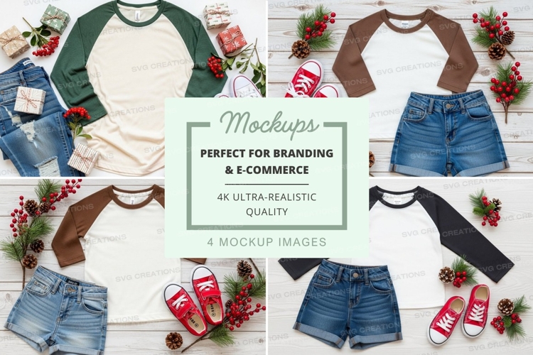 Baseball tee mockup with denim shorts and sandals