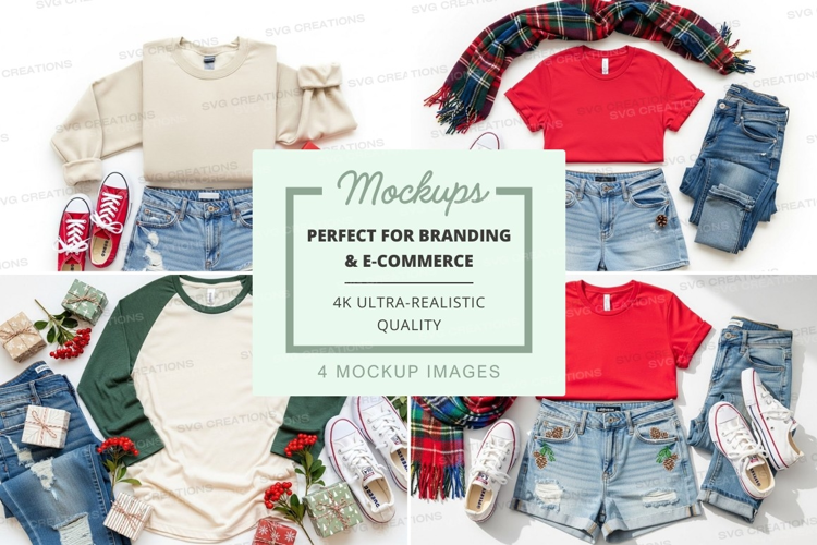 Outfit mockup with t-shirts and accessories