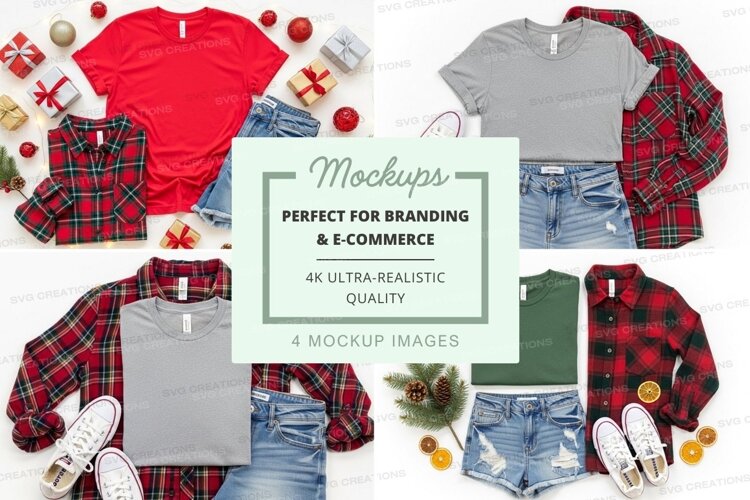 T-shirt mockup with holiday themed outfits example image 1