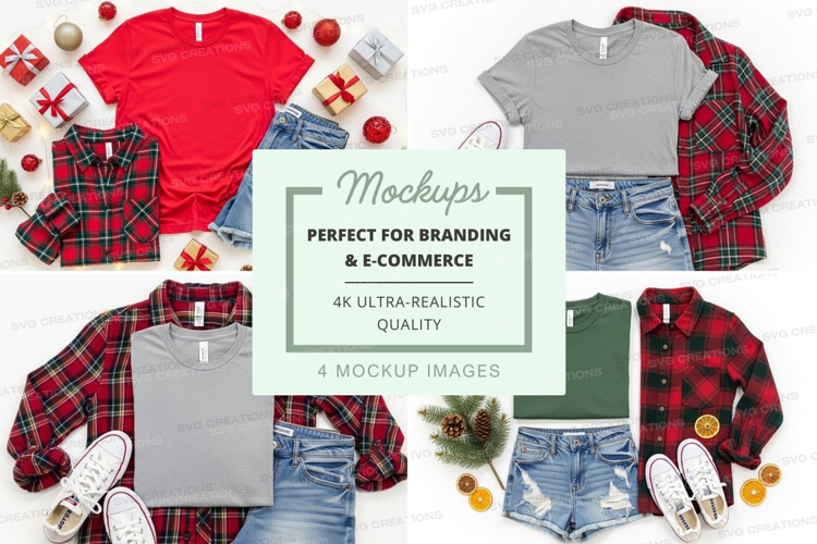 T-shirt mockup with holiday themed outfits