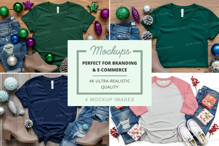 T-shirt mockup with holiday decorations