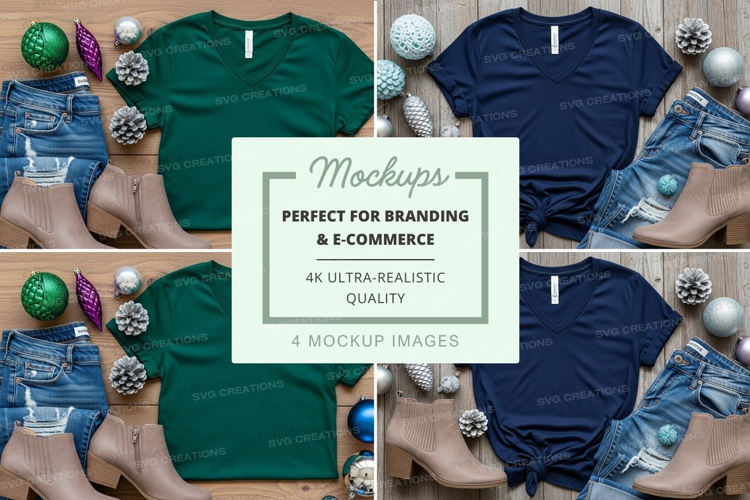 T-shirt mockup with holiday decorations