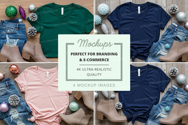 T-shirt mockup with holiday decorations
