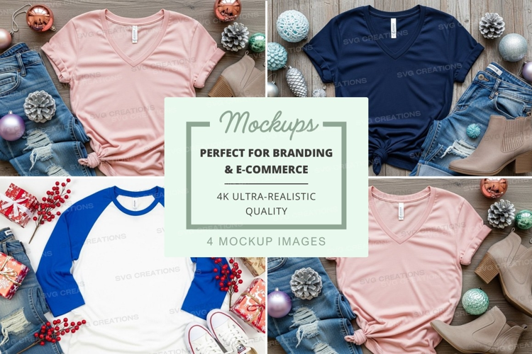 T-shirt mockup with festive decorations