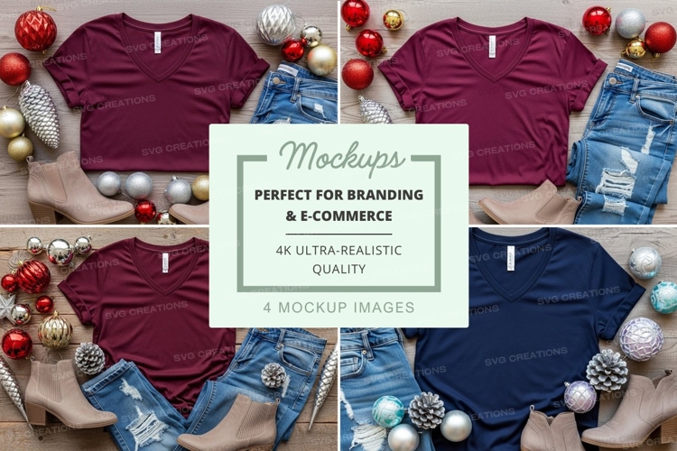 Holiday themed t-shirt mockup set
