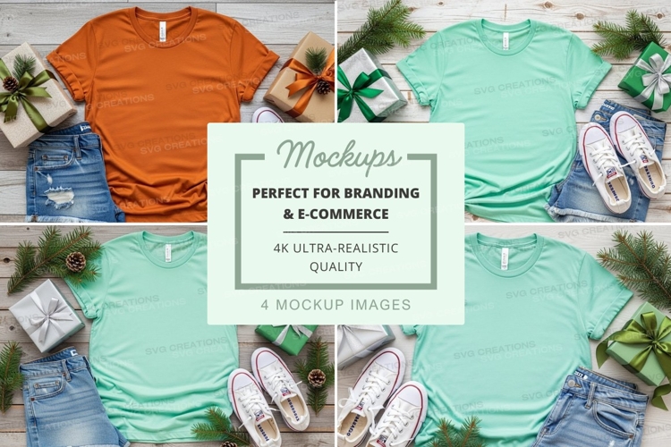 T-shirt mockup with holiday decorations